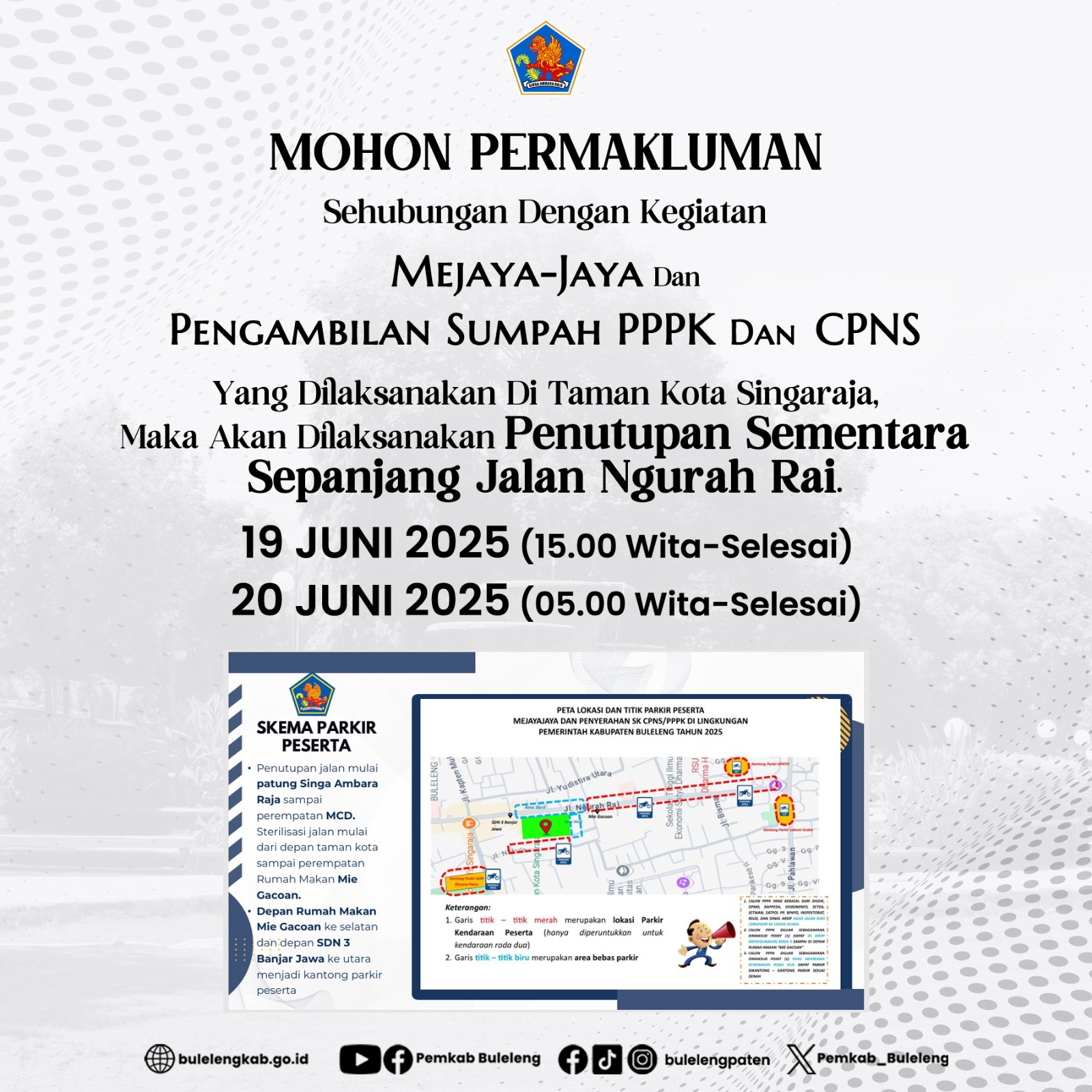 Mohon Permakluman Sehubungan Dengan Kegiatan Mejaya - Jaya dan Pengambilan Sumpah PPPK Dan CPNS